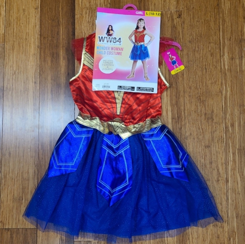 ⭐️ New WW84 Wonder Woman Girls Costume Set Size Large 10-12 DC Comics 4 Piece